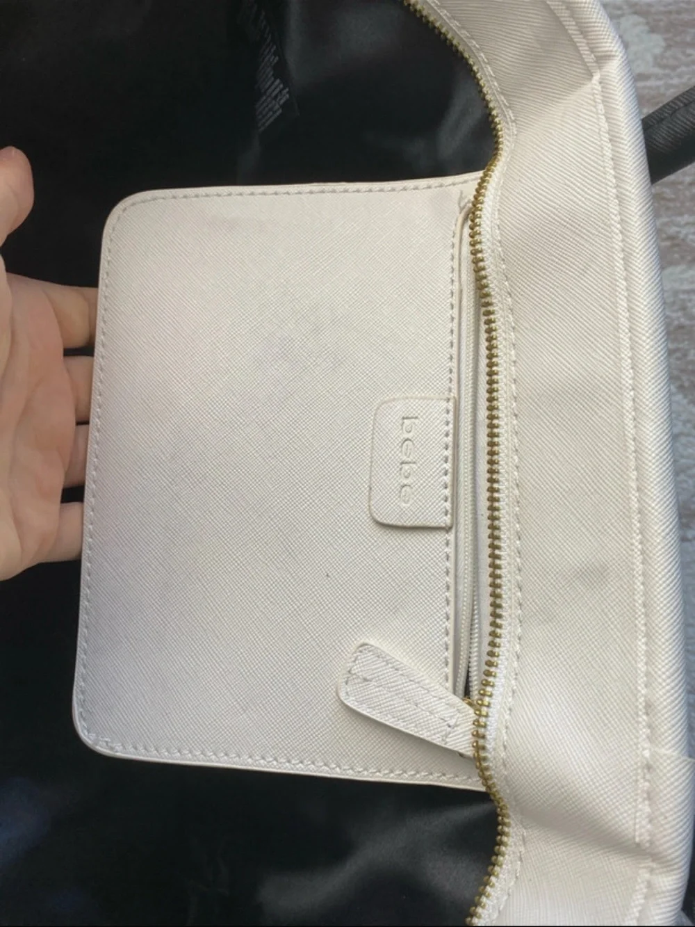 bebe Two-Tone Black and White Structured Tote
